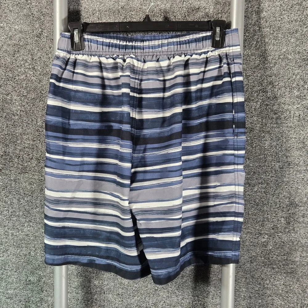Speedo Mens Blue Striped Board Shorts Swim Trunks Size Large 32x8.5